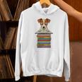 Cute Jack Russel Dog Reading On Pile Of Books Premium Tri-Blend Unisex Hoodie