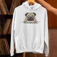 Cute Pug Dog Reading Book Love To Read Unisex Hoodie Cute Pug Dog Reading Book Love To Read Unisex Hoodie