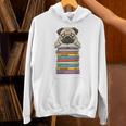 Cute Pug Dog Reading Book On Pile Of Books Unisex Hoodie Cute Pug Dog Reading Book On Pile Of Books Unisex Hoodie