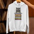 Cute Raccoon Reading On Pile Of Books Unisex Hoodie