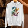 Dragons And Books Watercolor Fantasy Dragon Lover Theme Unisex Hoodie