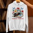 El Salvador Hispanic Heritage Month Book Cute Floral Cat Art Unisex Hoodie