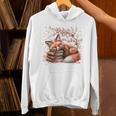 Fox And Book Lover Graphic For Women And Spring Pink Flower Unisex Hoodie