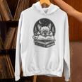 French Bulldog Reading Book Coffee Sky Glasses Unisex Hoodie