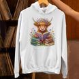 Highland Cow Book Floral Bookworm Librarian Cute Easter Day Unisex Hoodie Highland Cow Book Floral Bookworm Librarian Cute Easter Day Unisex Hoodie