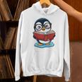 Kawaii Penguin In Cartoon Style With Book And Glasses Unisex Hoodie