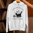 Life Is Better With Coffee Cat And Books Cat Sayings For Men Women Girls Kids Unisex Hoodie
