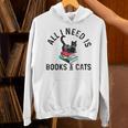 All Need Is Books & Cats Book Reader And Kittens Art Unisex Hoodie