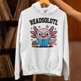 Readsolotl Pink Kawaii Axolotl Book Lover Reading Unisex Hoodie Readsolotl Pink Kawaii Axolotl Book Lover Reading Unisex Hoodie