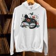 Retro Cute Cat Floral Book Librarian Vintage Floral Cat Book Unisex Hoodie