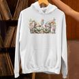 Teacher Gnome Motif Floral Stack Of Books Decor Cute Reading Unisex Hoodie