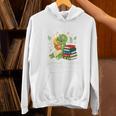 Unearth a Story Triceratops Dinosaur Reading Books Cute Dino Premium Tri-Blend Unisex Hoodie