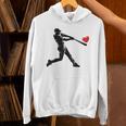 Valentines Day Baseball Batter Silhouette Heart Men Boys Kid Unisex Hoodie