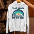 Vintage Retro Style Rainbow Take a Look It's In a Book Read Unisex Hoodie Vintage Retro Style Rainbow Take a Look It's In a Book Read Unisex Hoodie