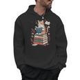 Cute Cat Reading Books With Tea Men Hoodie