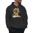 Cute Dog Reading Book Bandana Pup Reader Men Hoodie