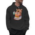 Cute Owl Reading Book And Drinking Tea Reading Rat Bookworm Men Hoodie