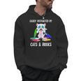 Distracted By Cats Coffee And Books Men Hoodie