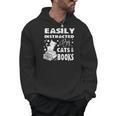 Easily Distracted By Cats And Books Books Cat Book Lover Men Hoodie
