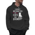 Easily Distracted By Cats And Books Cat Lover Men Hoodie