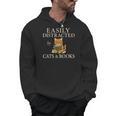 Easily Distracted By Cats And Books Cute Cat Reading Reader Men Hoodie