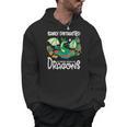 Easily Distracted By Coffee Books And Dragons Fantasy Sci-Fi Men Hoodie