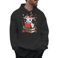 Goat Reading Book Graphic With Floral Men Hoodie