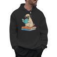 Reading Pug Bookworm Cute Pug With Glasses Books Men Hoodie