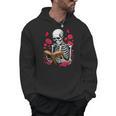 Skeleton Reading Book Lover Floral Flowers Bookish Bookworm Men Hoodie