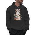 Snowshoe Cat Bookworm Flowers Book Reading Books Men Hoodie