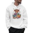 Cute Highland Cow With Book Floral Bookworm Librarian Book Men Hoodie Cute Highland Cow With Book Floral Bookworm Librarian Book Men Hoodie