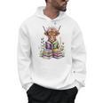 Cute Highland Cow Library Bookworm Librarian Books Reading Men Hoodie Cute Highland Cow Library Bookworm Librarian Books Reading Men Hoodie