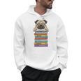 Cute Pug Dog Reading Book On Pile Of Books Men Hoodie Cute Pug Dog Reading Book On Pile Of Books Men Hoodie