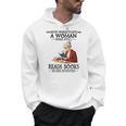Never Underestimate A Woman Who Still Reads Books In Her Men Hoodie