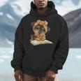 Cute Dog Reading Book Bandana Pup Reader Men Hoodie