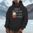 Easily Distracted By Cats And Books Cute Book Lover Men Hoodie