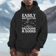 Easily Distracted By Dragons And Books Fantasy Book Lover Men Hoodie