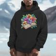 Open Book With Colorful Hibiscus Flowers Bloom Men Hoodie