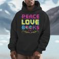 Peace Love Books Library Book Lover Men Hoodie