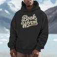 Retro Book Worm Reading For Book Lovers Men Hoodie