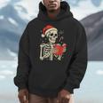 Skeleton Reading Book Christmas Teacher Librarian Book Lover Men Hoodie