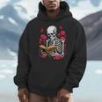 Skeleton Reading Book Lover Floral Flowers Bookish Bookworm Men Hoodie