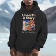 Women's Unearth A Story Reading Mammoth Prehistoric Book Librarian Men Hoodie