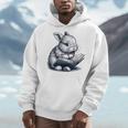 Adorable Reading Bunny Drawing For Book Lovers Philossophers Men Hoodie Adorable Reading Bunny Drawing For Book Lovers Philossophers Men Hoodie