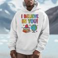 I Believe In You Educational Art With Books And Globe Men Hoodie