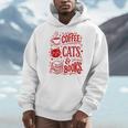 Coffee Cats And Books Lover Reading Men Hoodie