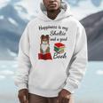 Cute Happiness Is Sheltie And Books Sheltie Mom Men Hoodie