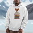 Cute Jack Russel Dog Reading On Pile Of Books Premium Tri-Blend Men Hoodie