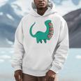 Dinosaur Carrying Book Reading Bookworm Librarian Men Hoodie