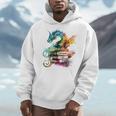 Dragons And Books Watercolor Fantasy Dragon Lover Theme Men Hoodie